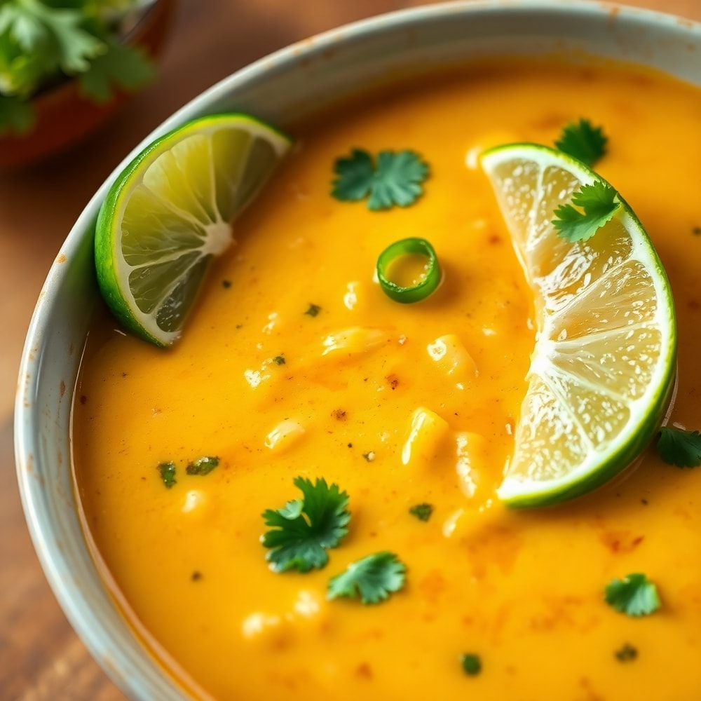 Bowl of Spicy Jalapeño Chicken Soup with Creamy Cheese