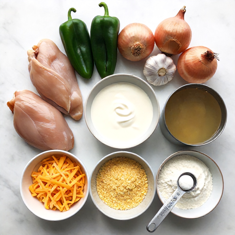 Raw Ingredients for Spicy Jalapeño Chicken Soup
