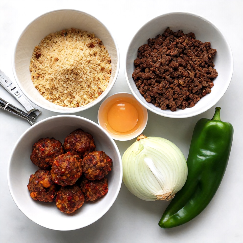 Raw ingredients for Spicy Mexican Meatballs