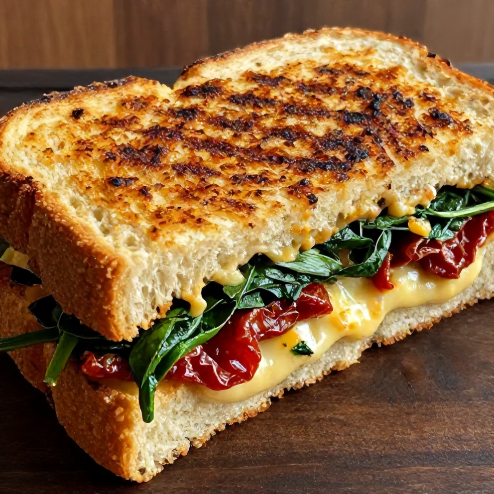 sun-dried tomato spinach grilled cheese