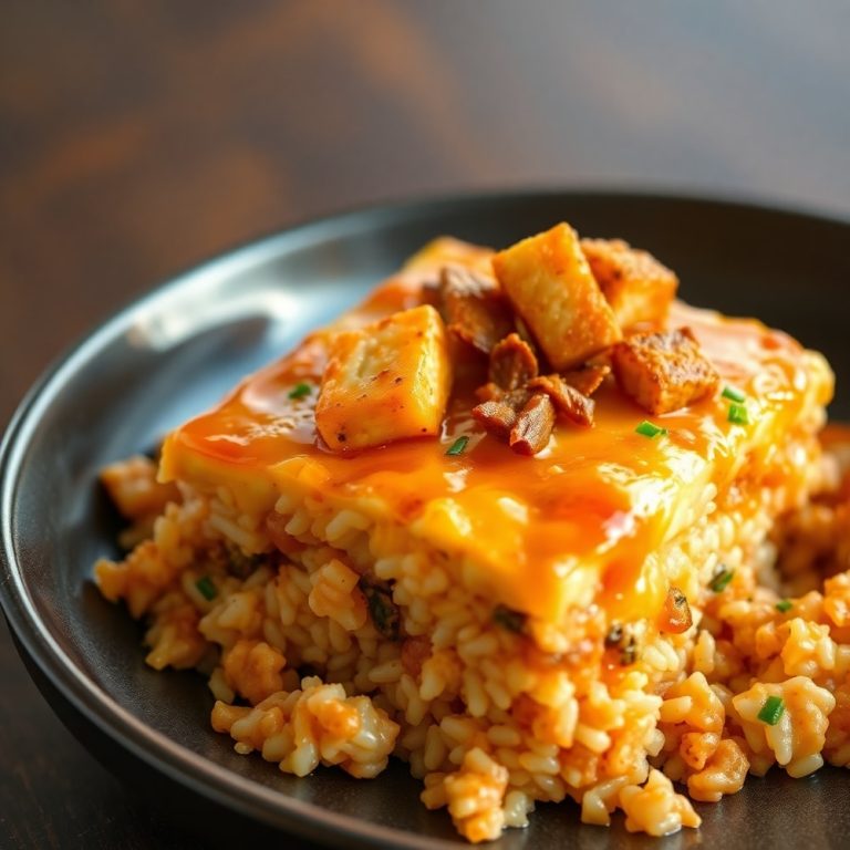 teriyaki tofu rice casserole