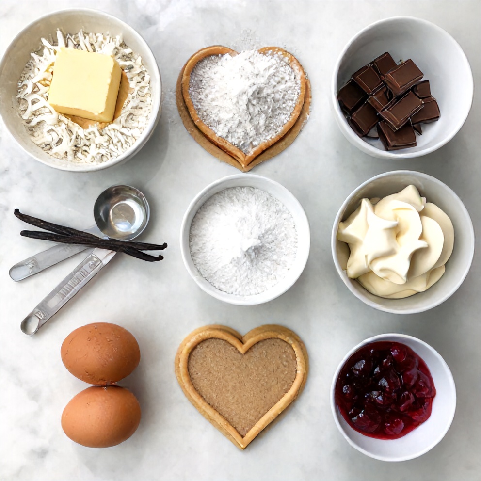 Raw Ingredients for Valentine Ganache Cookies