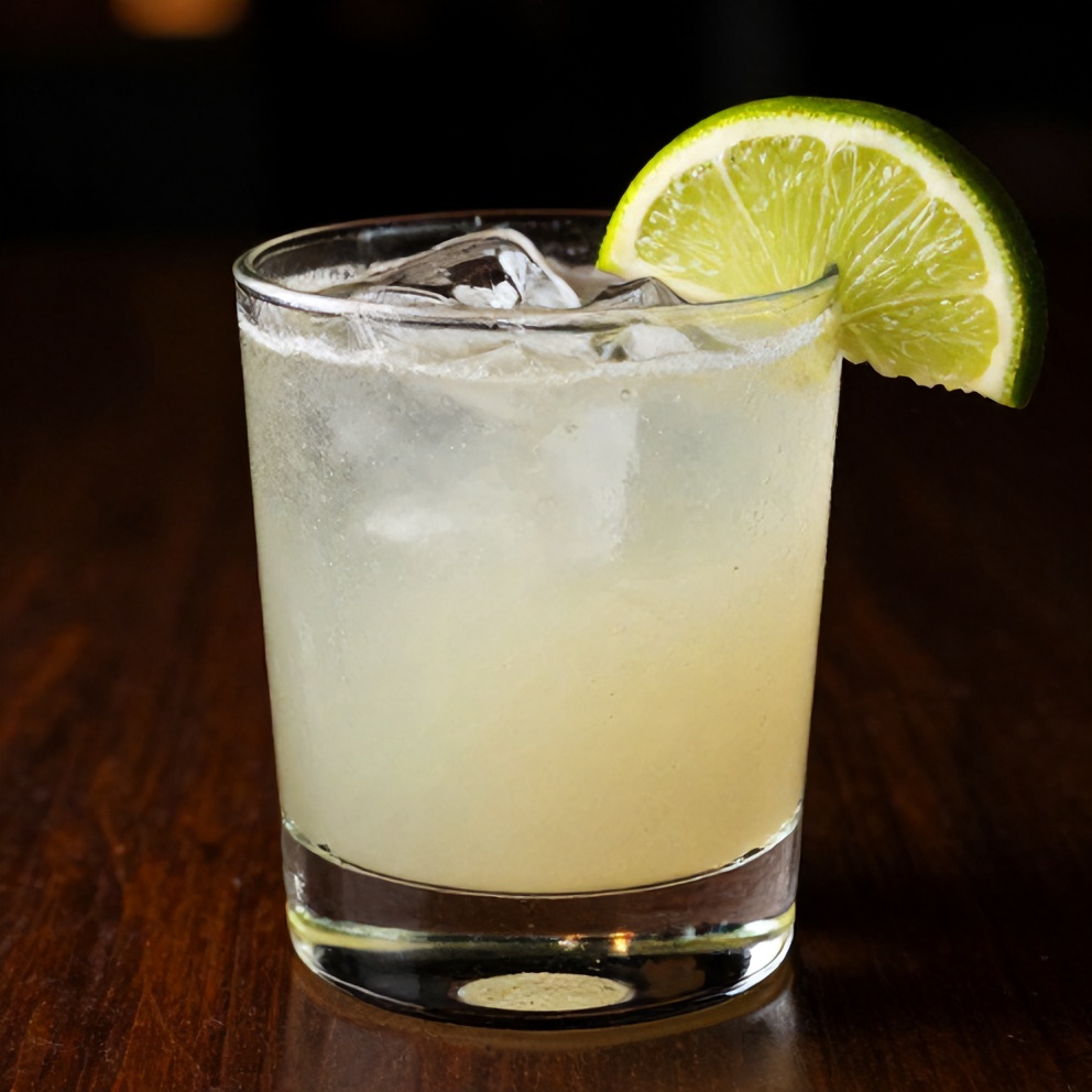 Vecna’s Venom Drink garnished with a lime wheel, served in a lowball glass