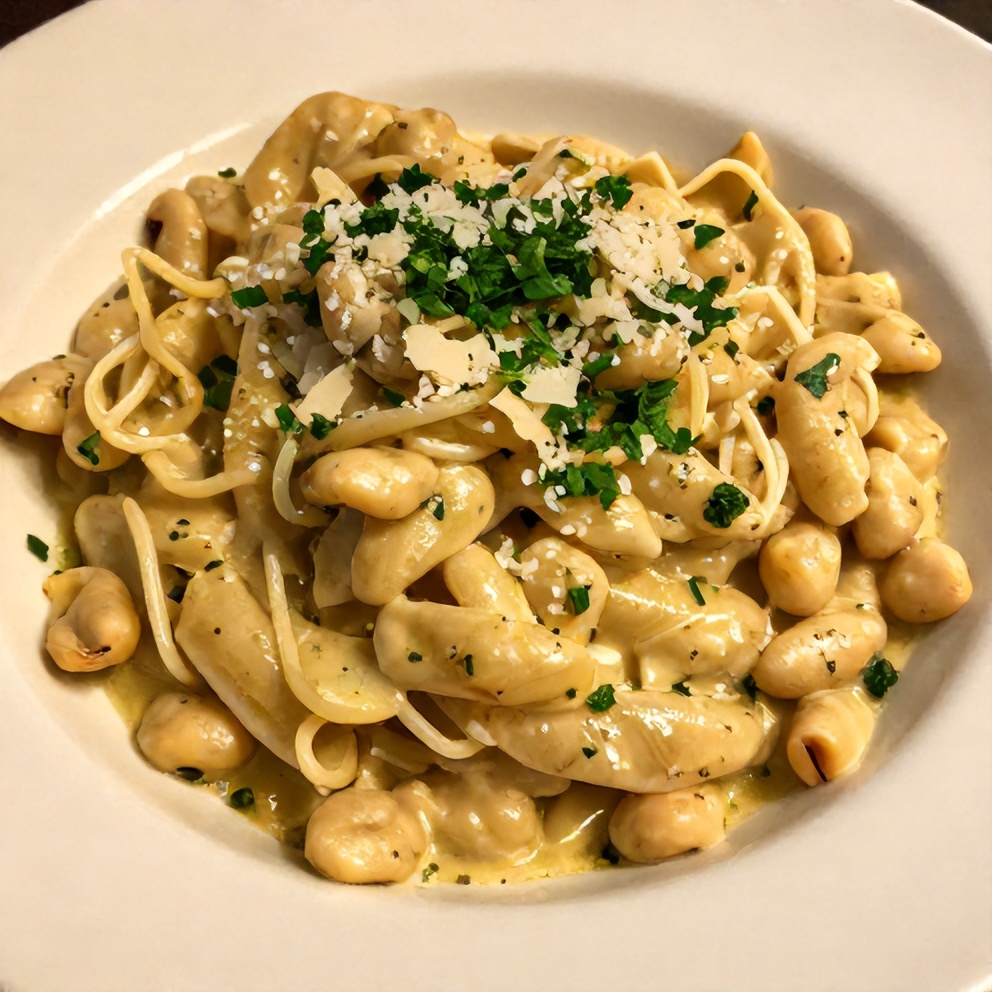 Zesty Lemon White Bean Pasta on Plate